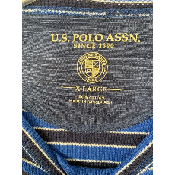 US Polo Assn Thermal Stretch Blue Striped Long Sleeve Shirt - Men’s Size XL - Picture 3 of 5